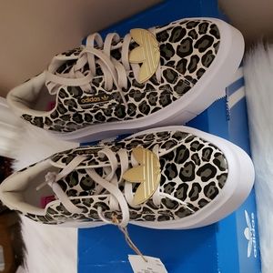 Adidas Leopard Print Gold Metal Platform Sneaker